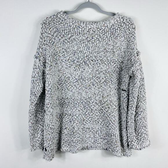 Pol Size Medium Chenille Confetti Popcorn Drop Shoulder Sweater White - Picture 2 of 6